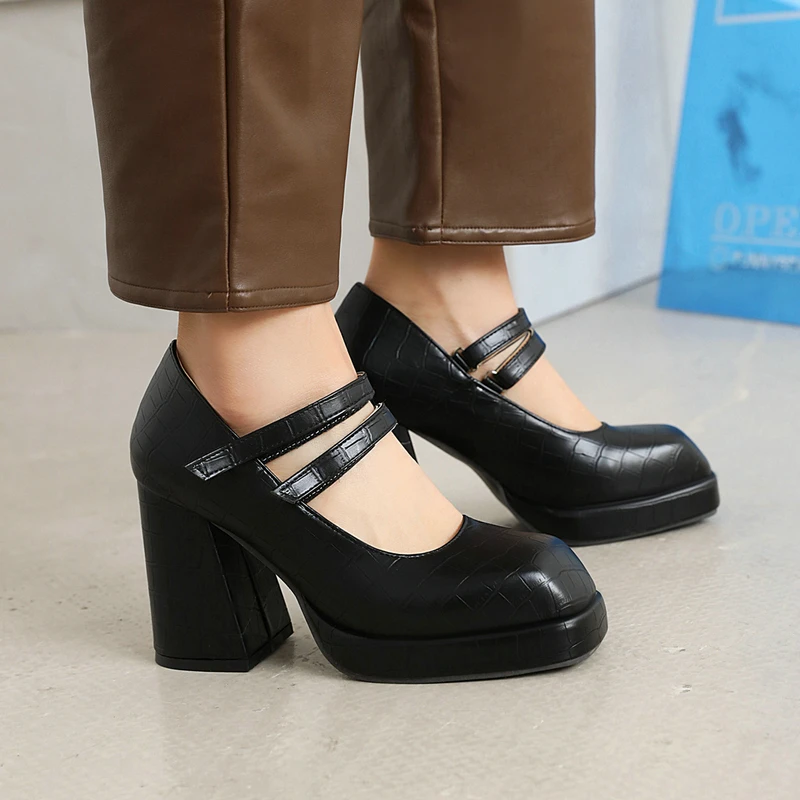 Женские готические туфли на высоком каблуке универсальные мэри джейн в