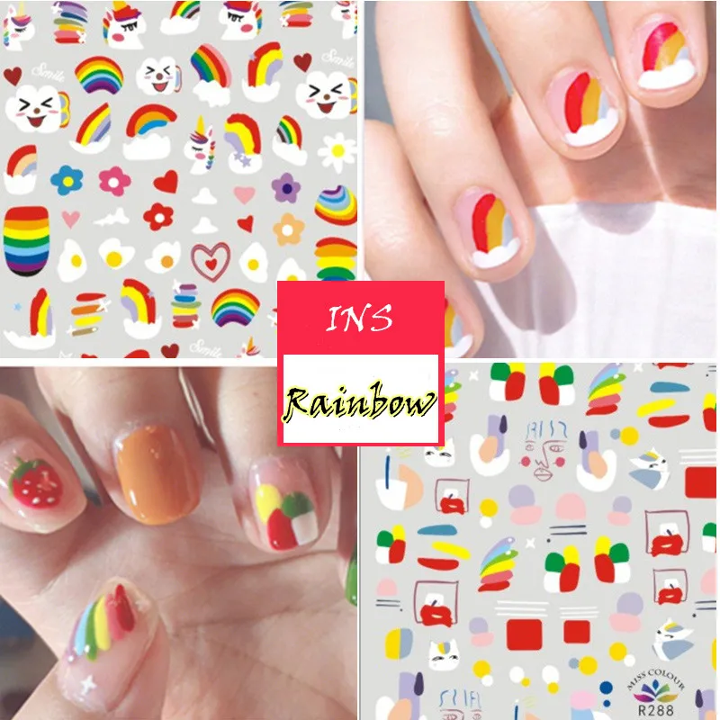 

INS Nail Art Sticker Rainbow Cherry Watermelon Sticker Transfer Paper Nail Art Nail Polish