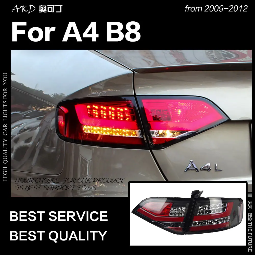 AKD автостайлинг для A4 B8 задние фонари 2009 2012 A4L светодиодный ная задняя лампа Светодиодные ДХО тормозной