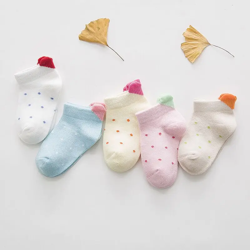 

Носки детские хлопковые, милые носки-лодочки с трехмерным каблуком, с открытым носком, в Корейском стиле, для мужчин и женщин, 5 пар