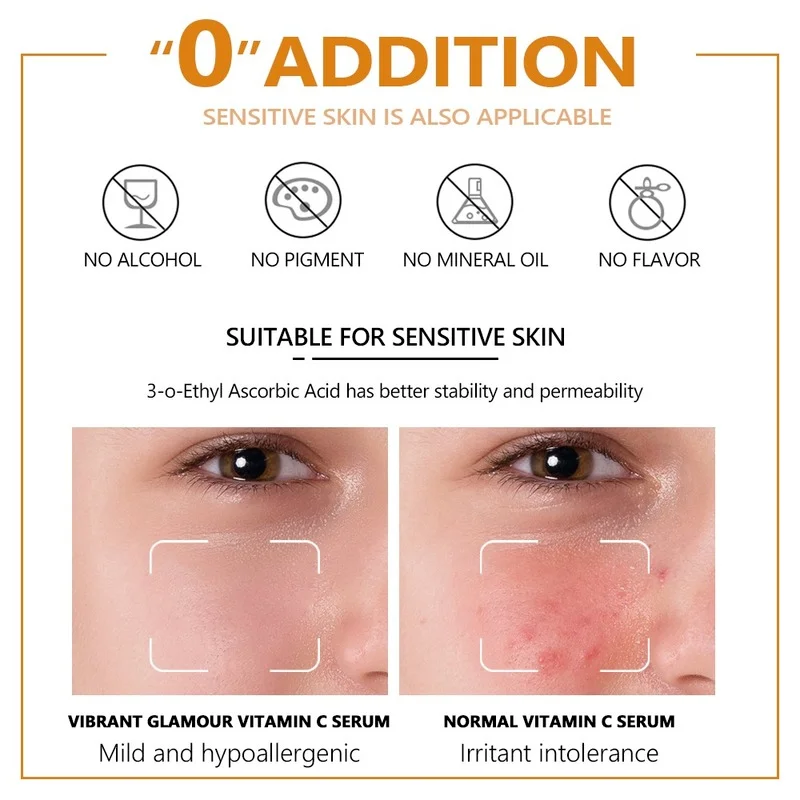 

VIBRANT GLAMOUR Vitamin C Face Serum Moisturizing Whitening Brighten Anti-Aging Anti-Wrinkle Fades Fine Lines Facial Skin Care