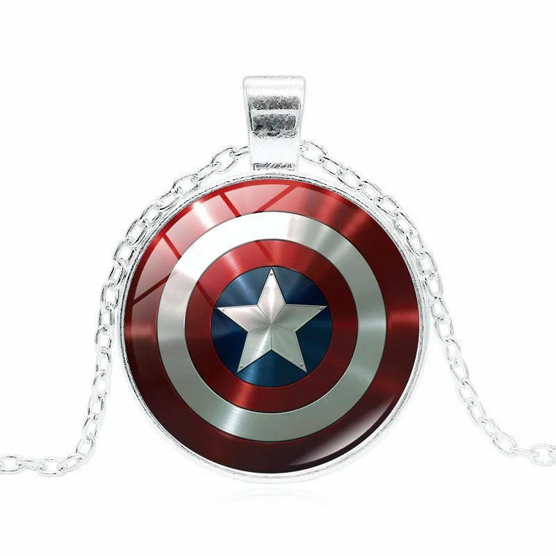 

Disney European and American Movies Surrounding Marvel Hero Captain America Pentagram Shield Time Gem Pendant Necklace Chakra