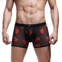 breathable boxers shorts sexy underwear transparent lip print briefs bodysuit sexy lingerie male underwear erotic nightgown