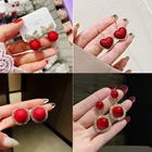 Новые женские Серьги на осень и зиму, свадебные модные ювелирные украшения с красными кристаллами, металлические Серьги-цепочки, милые Серьги для девушек, 2022, бижутерия для вечеринки, Серьги