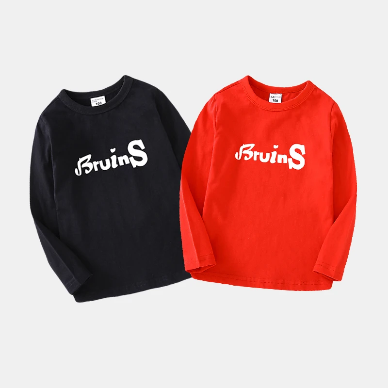 

Kids Boys T-shirts Sweatshirt Tops Baby Long Sleeve Children Autumn Spring Boy Girl Cotton Black Red T Shirts Clothes