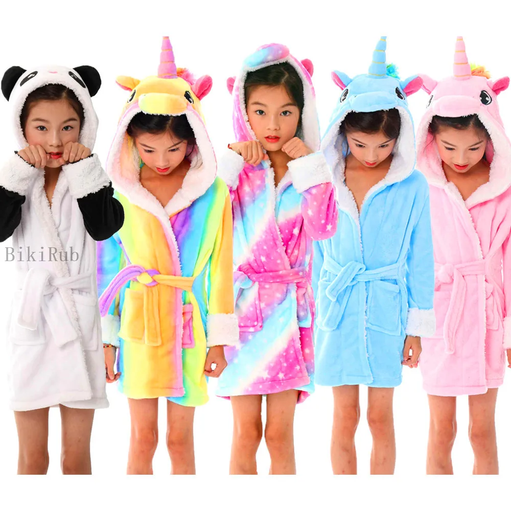 2020 Детские Банные халаты с капюшоном в виде единорога детский банный халат