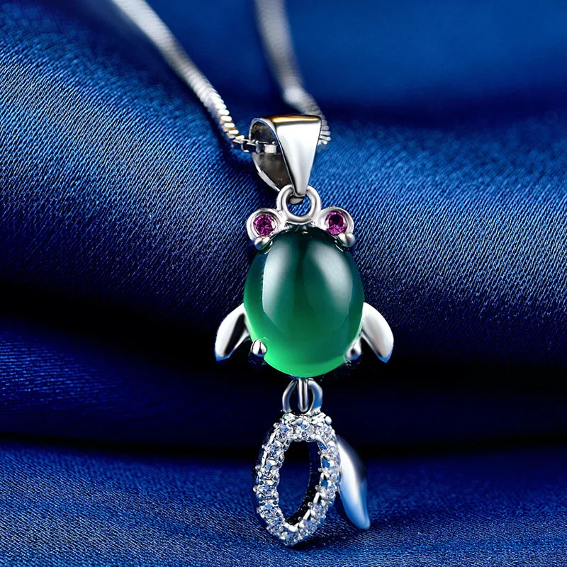 

Emerald Stone Single Pendant Natural No Chain S925 Silver Women Necklace Pendant Clavicle Chain Luxury Diamond