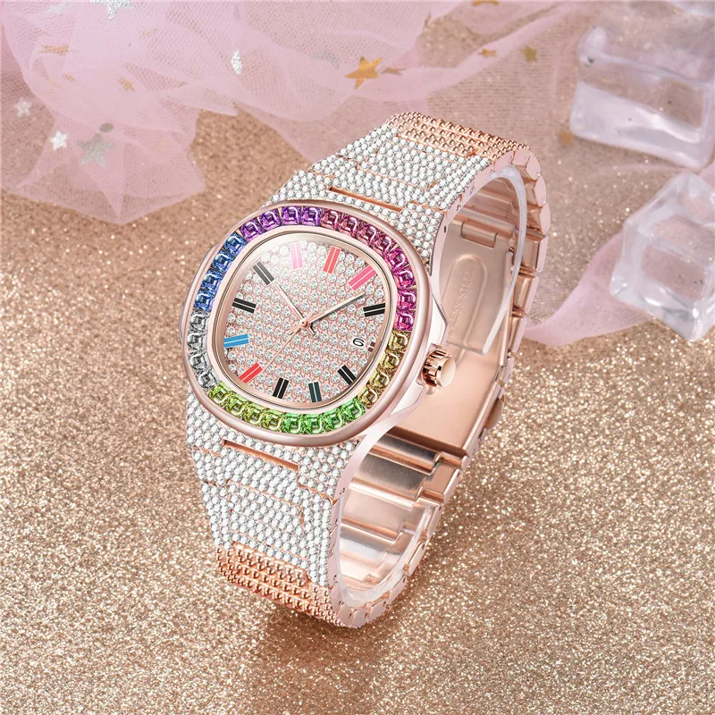 

Mens Diamond Hip Hop Brand Alloy Date Quartz Watches