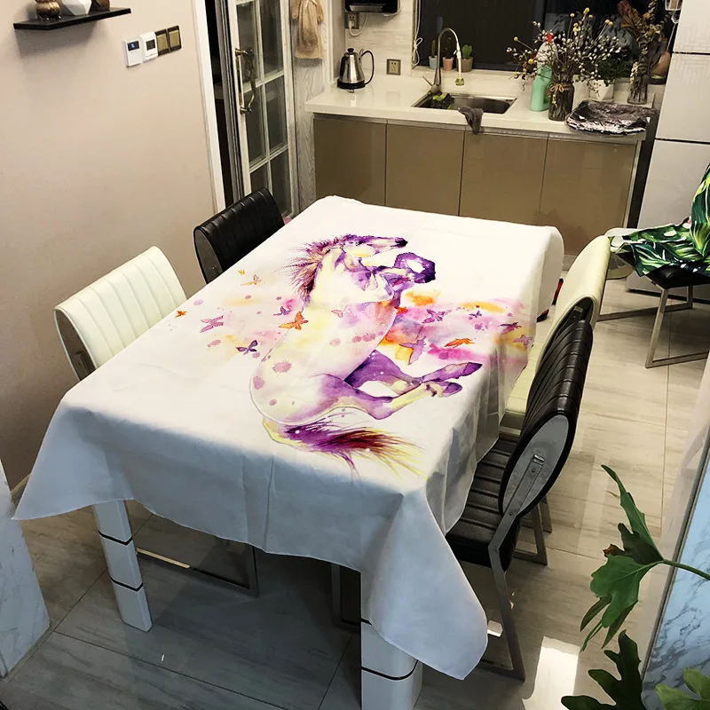 3D лошадь принт скатерть проверить Сгущает моющиеся прямоугольный Животные