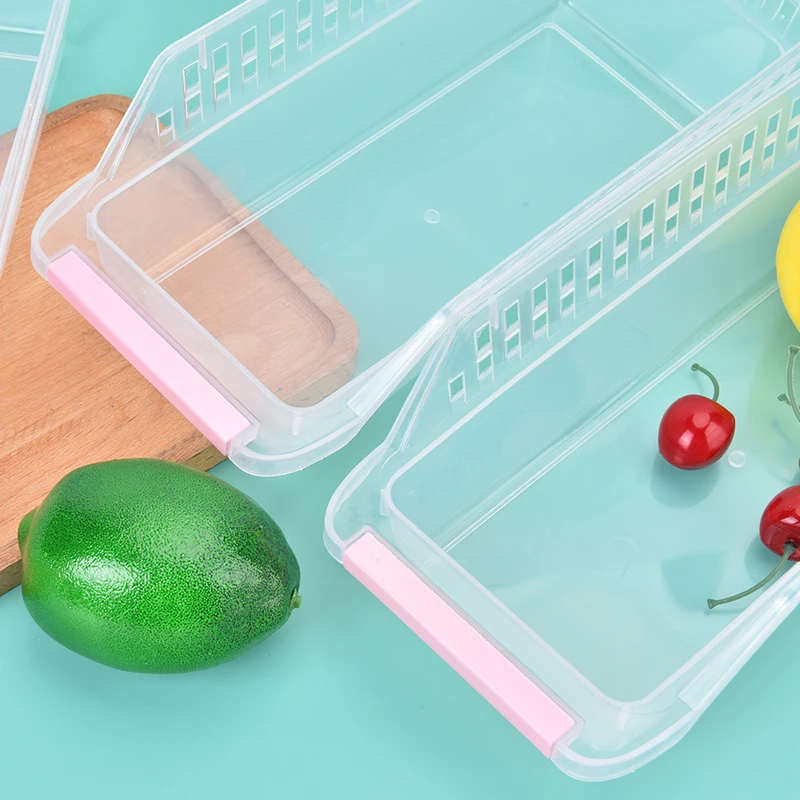 Kitchen Refrigerator Storage Containers With Handles 30cm Overall Length For Pantry Drawer Clear Plastic Organizer Trays Bins | Дом и сад