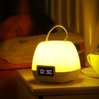 remote control bedside lamp 3 colors dimmable led desk lamp with clock usb rechargable reading lamp baby childrens night light