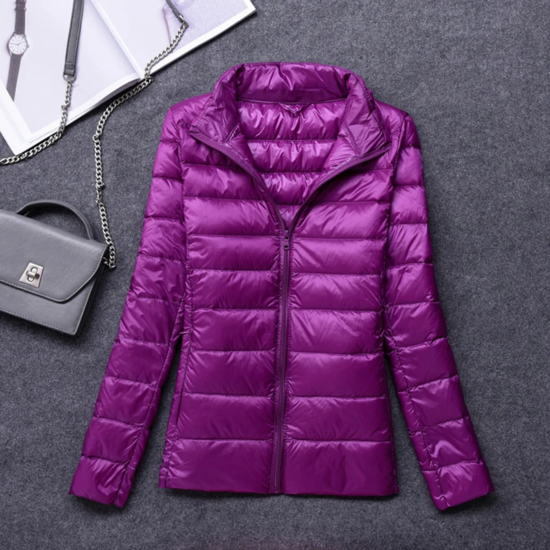 Женский пуховик на белом утином пуху Короткий Ультра-светильник размера плюс