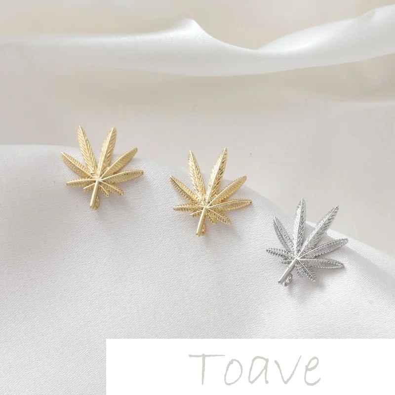 

Позолоченные медные серьги-гвоздики из настоящего золота 14 к с матовым Кленовым листом, серьги «сделай сам», аксессуары из материала ручной...