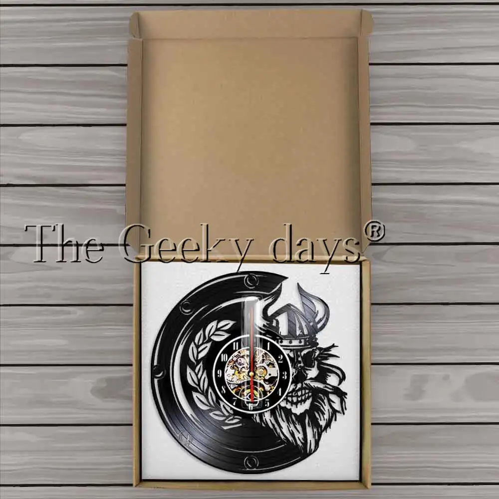 Настенные часы Viking Skull настенные с изображением рога для шлема в стиле ретро