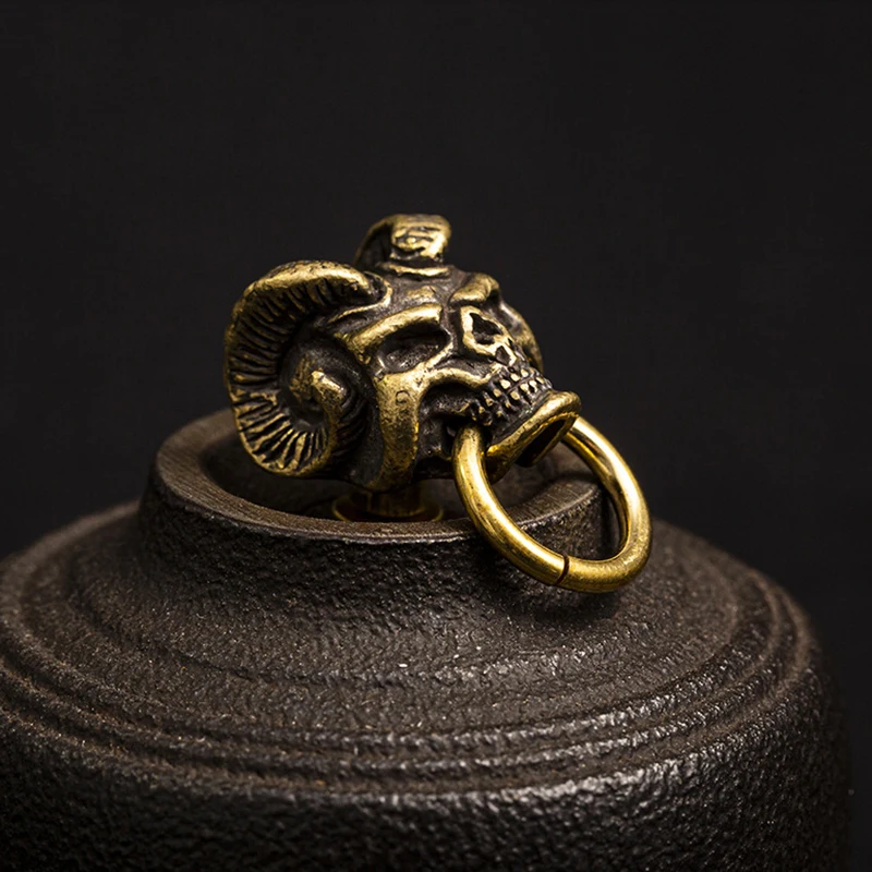 Винтовая пряжка в стиле панк из латуни с рогом козы и черепом сделай сам для