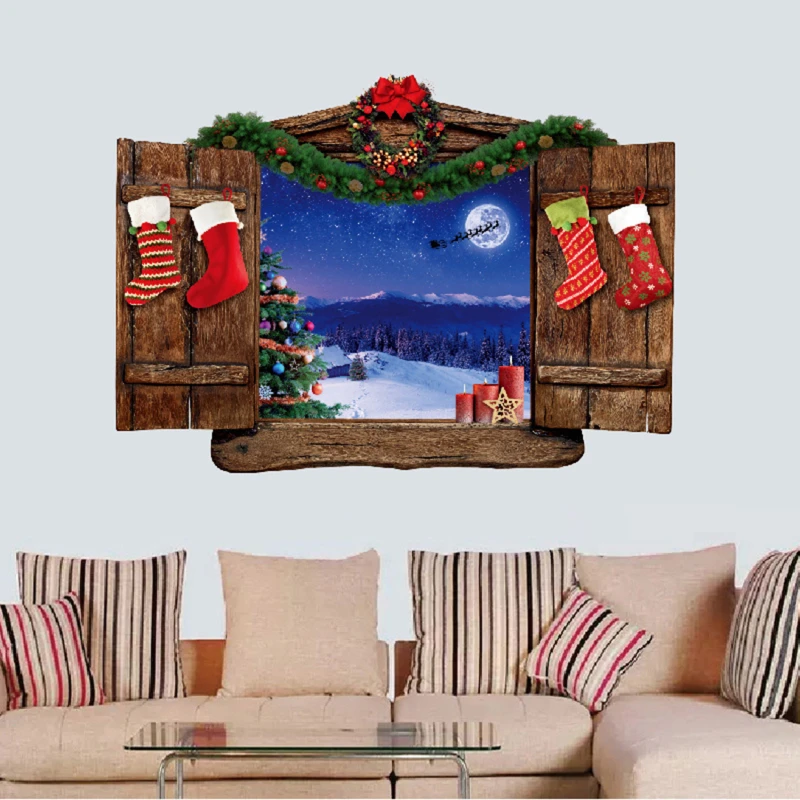 

Наклейки на окна для магазина, Рождественское украшение, наклейка на окно, наклейка на стену, новогодний подарок, пластиковые наклейки на Ро...