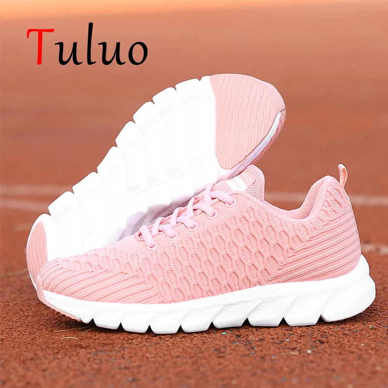 Женская обувь для бега девушек прогулок кроссовки дышащий носок спорта на