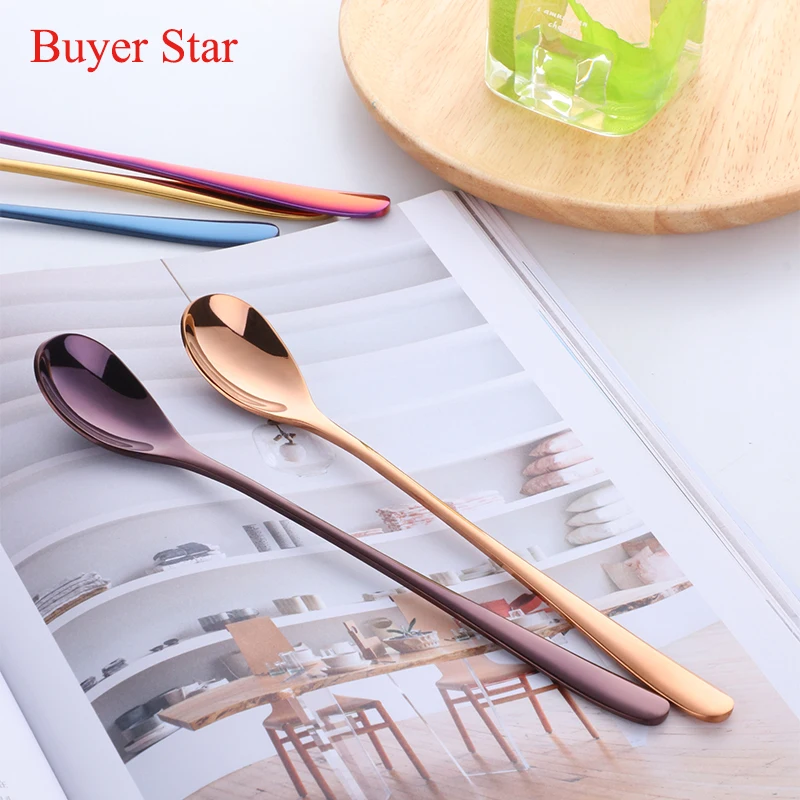 Горячее предложение 7 шт. 8 дюймов 304 нержавеющая сталь длинная ручка ложка для чая