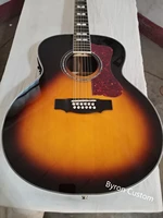 free shipping ebony fretboard f512 guitar sunburst jumbo size 12 string acoustic electric solid guitar guild style guitar