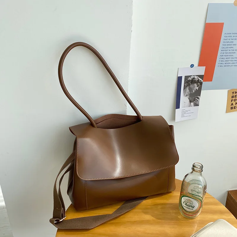 

FUNMARDI Vintage High Capacity Women Bags Fashion Soft PU Leather Female Shoulder Bags Simple Tote Messenger Bag Ladies WLHB2230