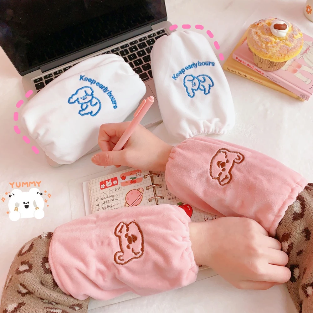 Детские фланелевые нарукавники с мультяшным медведем защита от загрязнений