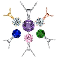pilulu new fashion round gorgeous purple green pink blue white zircon silver color pendant necklace wedding jewelry for women