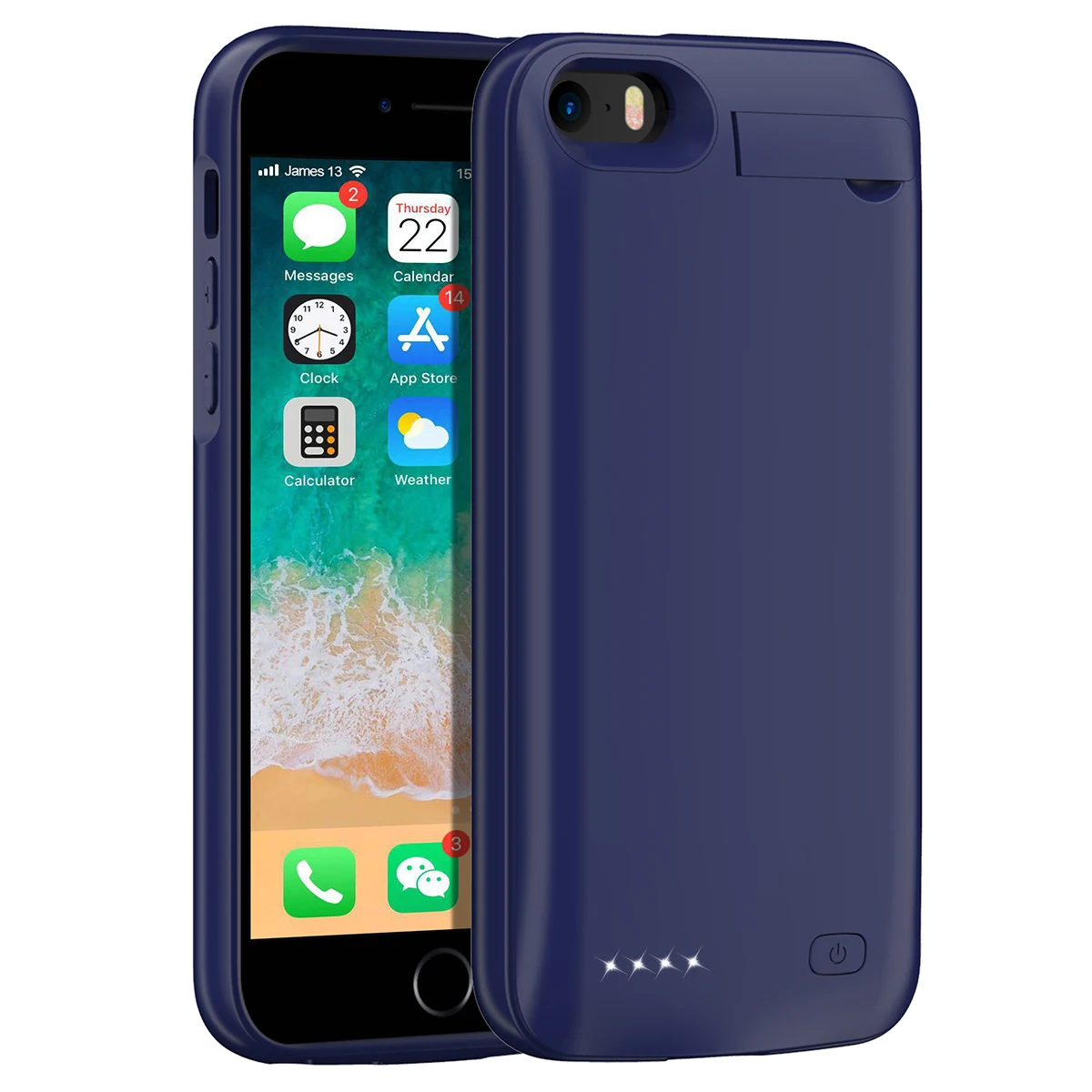 Синий Для iPhone SE 5SE 5 5S за чехол на айфон 4500mAh аккумуляторная Внешняя батарея резервного копирования защитный чехол зарядное устройство крышка с Скрытая скобка - Цвет: Синий