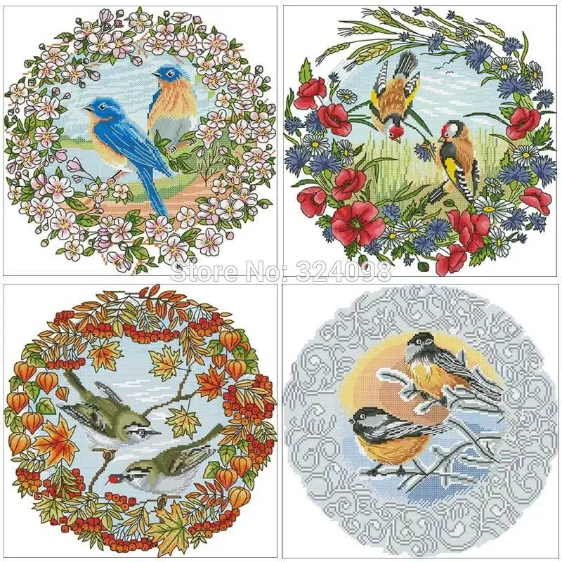 Наборы для вышивки крестом четыре сезона дисковые птицы Счетный крест 11CT 14CT 18CT |