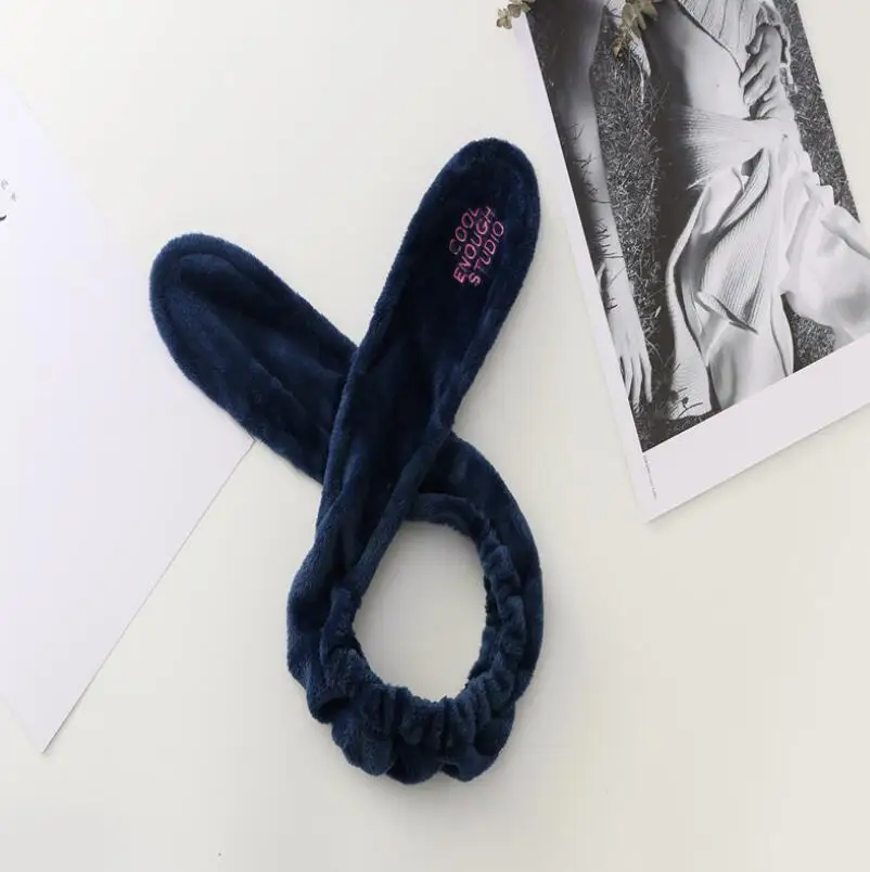 dark blue Горячая Корейская версия студентов мыть лицо пояс повязка аксессуары для волос головной убор сплошной цвет шарф милый Orecchiette - Цвет: dark blue