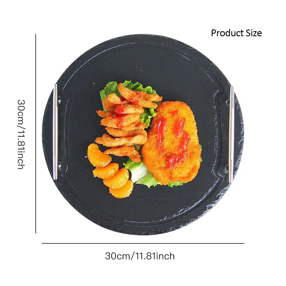 Натуральная пластина сланца тарелки для стейков шиферная столовая тарелка