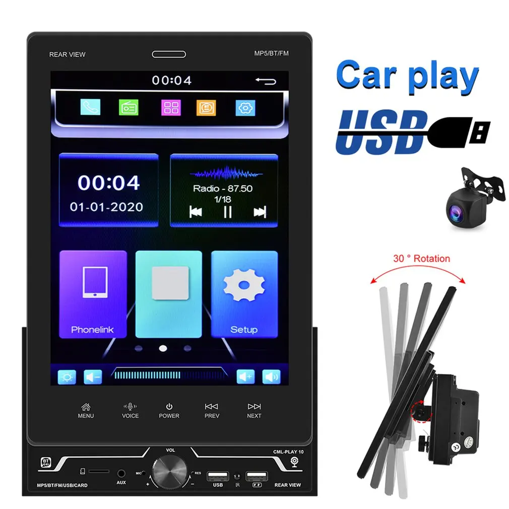 

A2724 Car Multimedia Player 9.5" High-Definition Vertical Screen Radio Car Carplay MP5 Player With Rear Camera