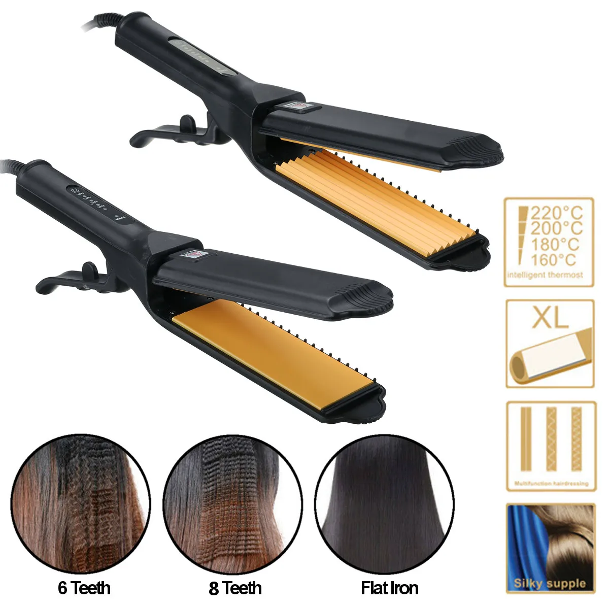 

220V Hair Curler Wand Hair Straightener Style Straightening Flat Iron Hair Styling Gold Titanium Corn Roller 4 Gear Magic Styler