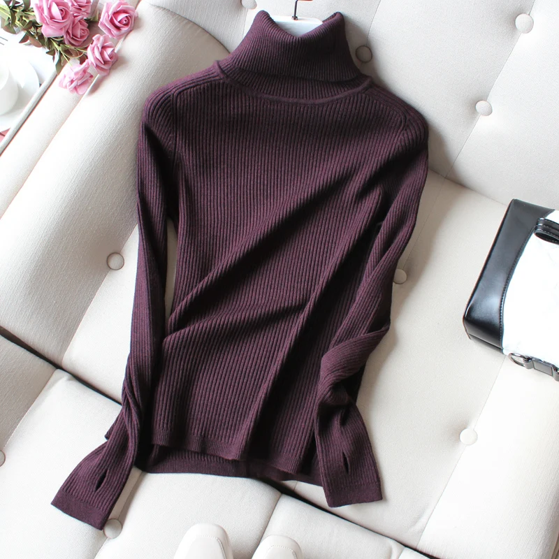 Свитер женский кашемировый шерстяной с высоким воротником и длинным рукавом |