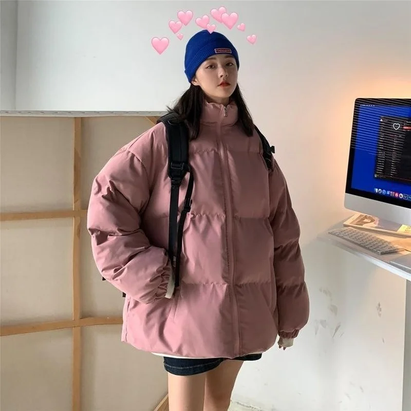 Men's Clothing Men's Couple Clothing Winter Couple Models Bread Clothing Fat Loose Stand-up Collar Cotton Jacket  Jacket Men