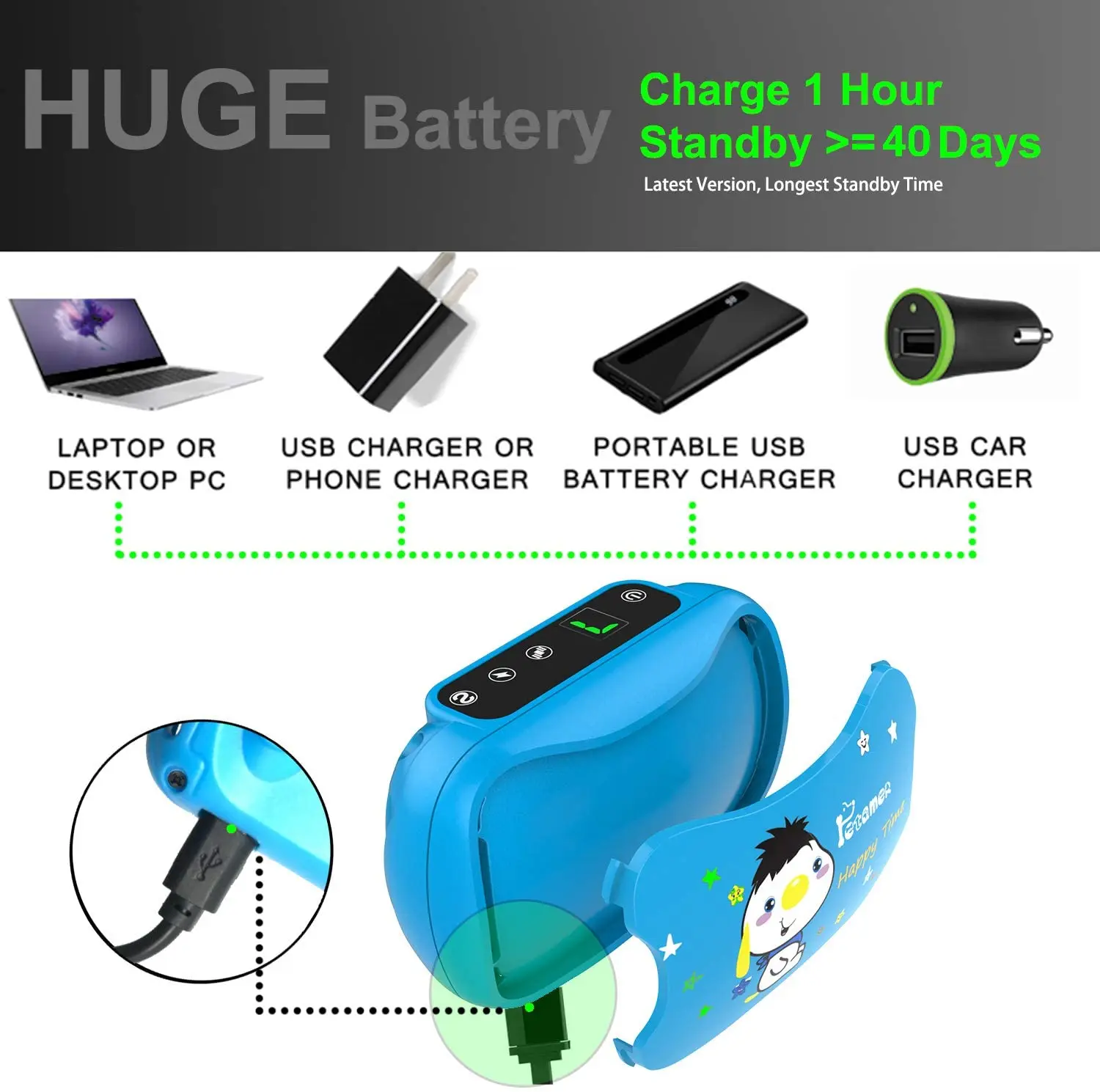 Амортизирующий ошейник для собак перезаряжаемый с звуковым сигналом и вибрацией