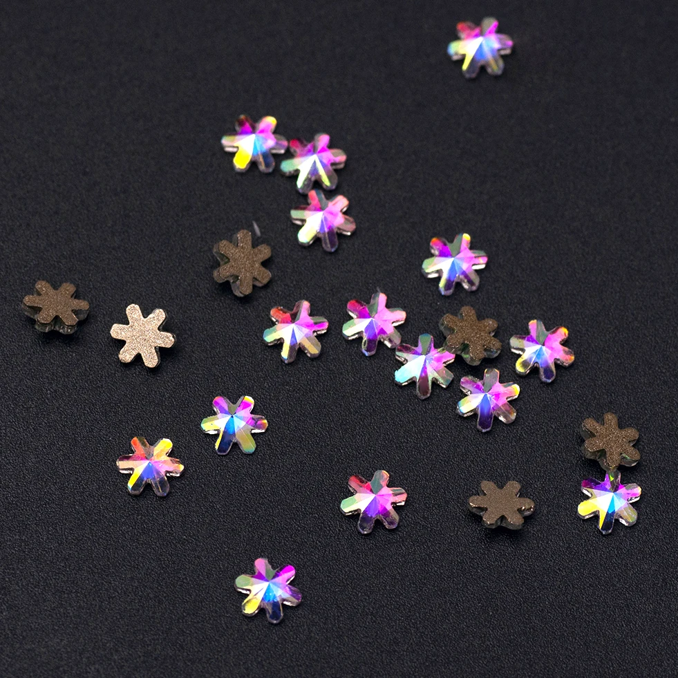 

CTPA3bI 20Pcs Crystal Clear AB Decorative Nail Art Glue On Rhinestones Snowflake Glass Stones Beads For DIY Crafts Garment