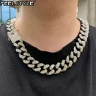 1 Набор, 20 мм, золото, полностью покрытые стразами, Miami Curb, кубинская цепочка, CZ, Bling Rapper, ожерелья для мужчин, ювелирные изделия в стиле хип-хоп