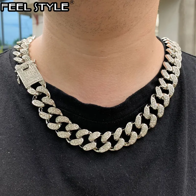 1 Набор 20 мм золото полностью покрытые стразами Miami Curb кубинская цепочка CZ Bling Rapper
