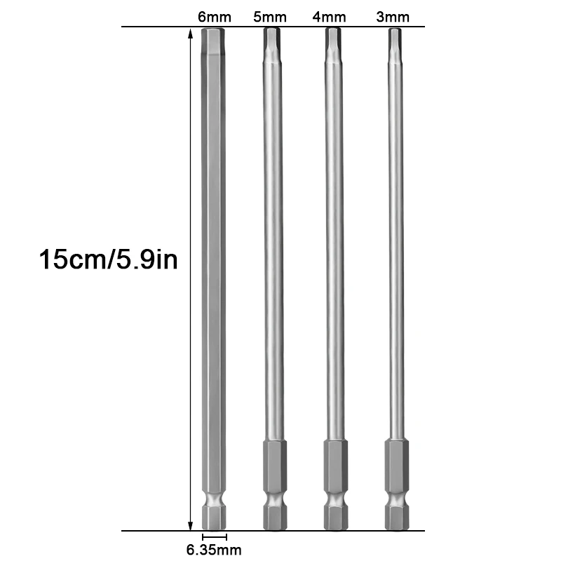 4 шт. Набор торцевых гаечных ключей сверла длиной 150 дюйма шестигранные биты с