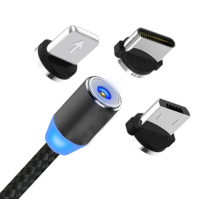 1m black 3 plugs Магнитный кабель INIU для быстрой зарядки, USB кабель для iPhone XS 8, samsung, type C, зарядное устройство, магнит, Micro USB, Andriod, кабели для мобильных телефонов - Цвет: 1m black 3 plugs