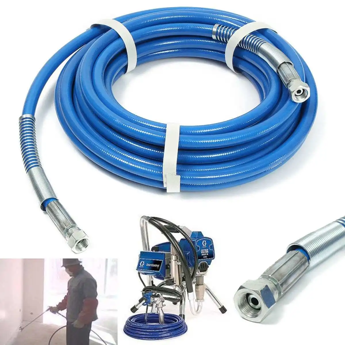 

8/10/13/15/20/30m Airless Spray Gun Hose Tube Pipe Paint Spray Gun 5000PSI Sprayer Fiber for Home Cars Power tools Accessories