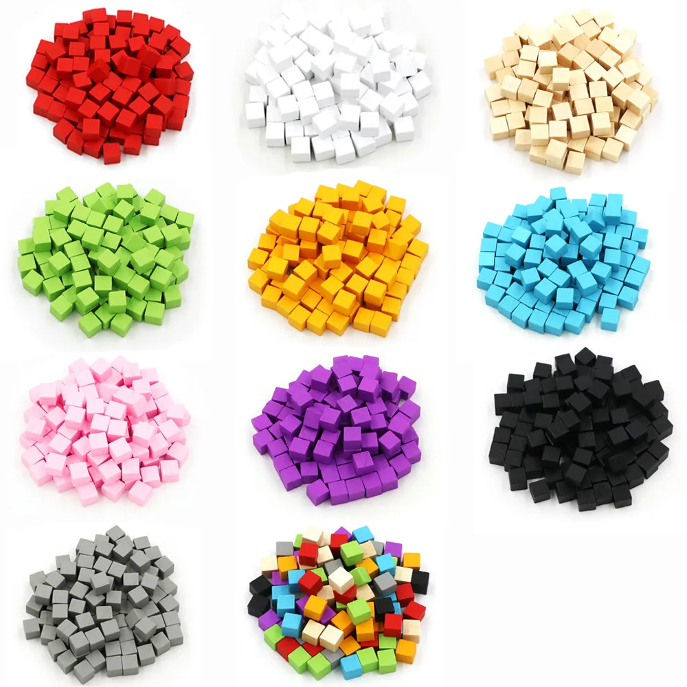 500 шт./компл. деревянные кубики 10 мм блоки пустые кости квадратный угол цветная