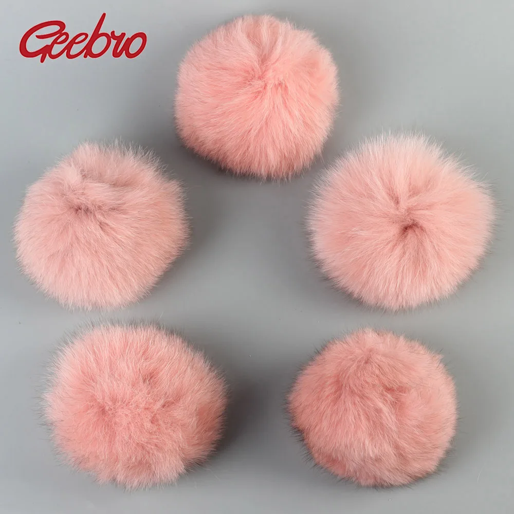 Geebro Fashion 20 PCS 14 cm Genuine Natural Real Fox Fur Pompoms Big Real Fur Balls For Winter Beanies Scarf Accessories