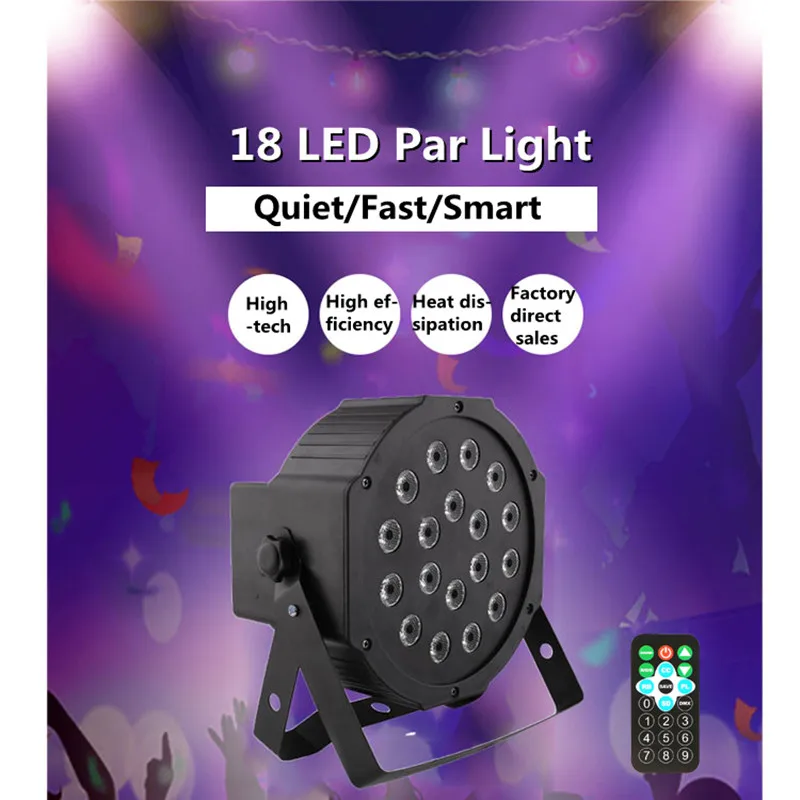 

18x3W LED Par Light RGBW Disco Wash Light Equipment 8 Channels DMX 512 LED Lights Strobe Stage Lighting Effect Light With Remote