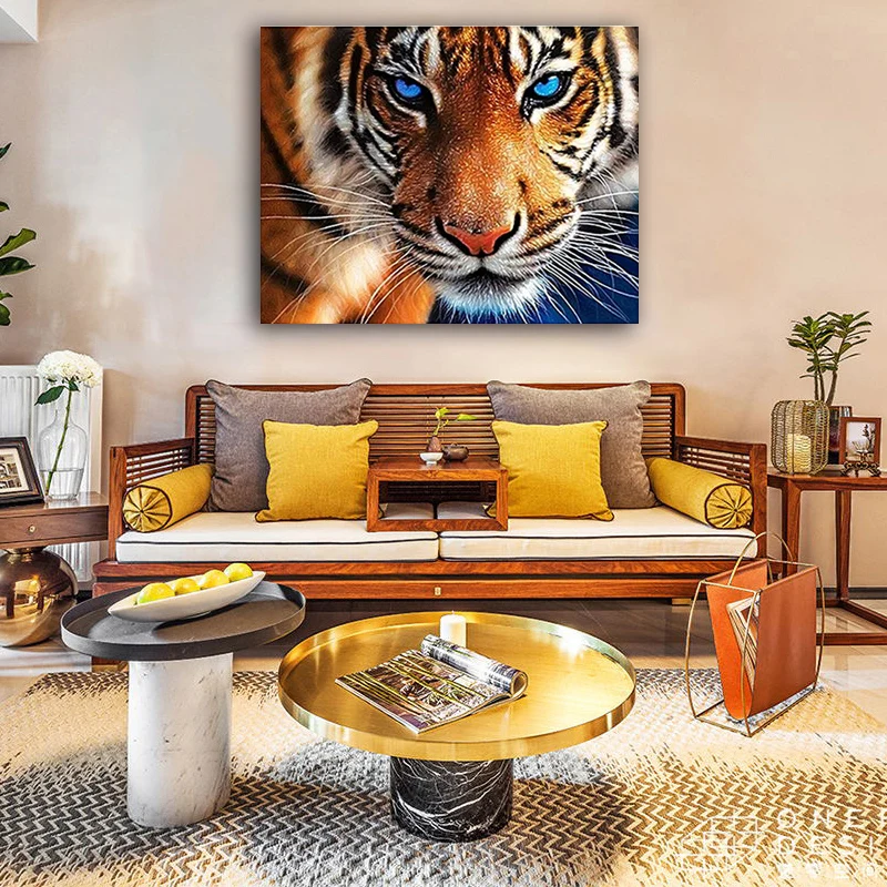 DIY картинки для раскраски по номерам с изображением тигра рисунок рельефная