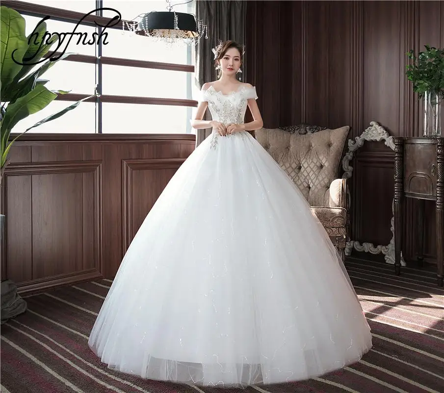 Женское свадебное платье с открытыми плечами элегантное роскошное на шнуровке