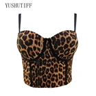 Топ женский летний с леопардовым принтом, пикантный укороченный топ для ночного клуба, майка без рукавов, со встроенным бюстгальтером с чашками пуш-бюстье, 2021