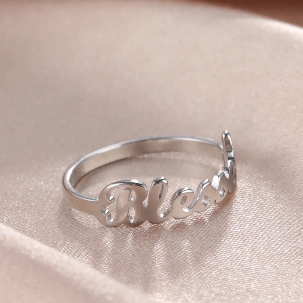 Skyrim Religious Blessed Stainless Steel Rings for Women Good Hope Pray Gold Color Birthday Jewelry Gifts Wholesale 2022 | Украшения и