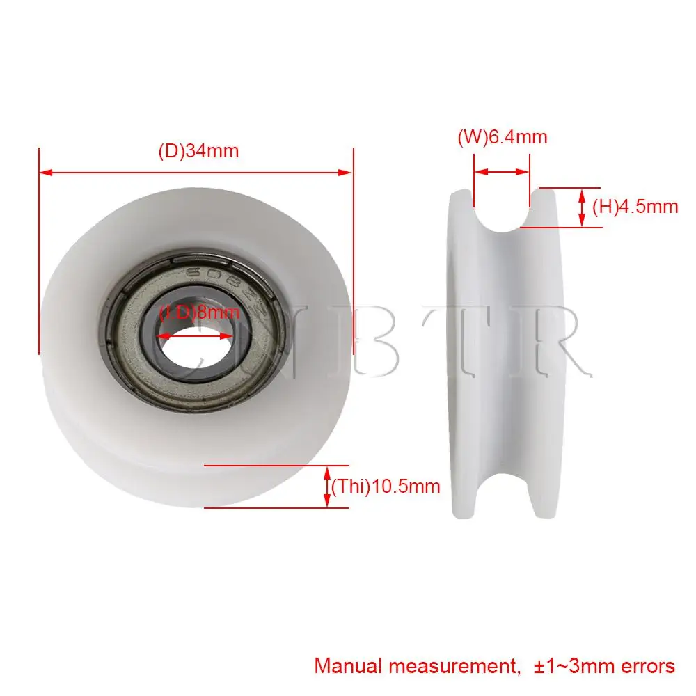 CNBTR 4 шт. U образный роликовый подшипник белый шкив 34x10 5 мм для мебели|Дверные