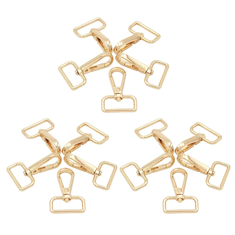 

15 Pcs D Ring Swivel Lobster Claw Clasp, Push Gate Snap Hooks Trigger Clips(Gold, 1 Inch)